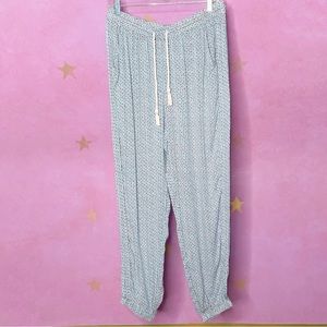 Lucky Brand Blue Print Jogger Pajama Pants With Pockets Large Cozy Loungewear